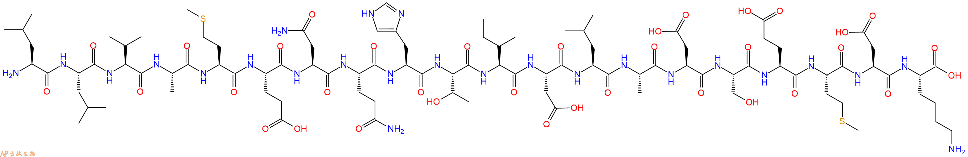 专肽生物产品H2N-Leu-Leu-Val-Ala-Met-Glu-Asn-Gln-His-Thr-Ile-Asp-Leu-Ala-Asp-Ser-Glu-Met-Asp-Lys-OH