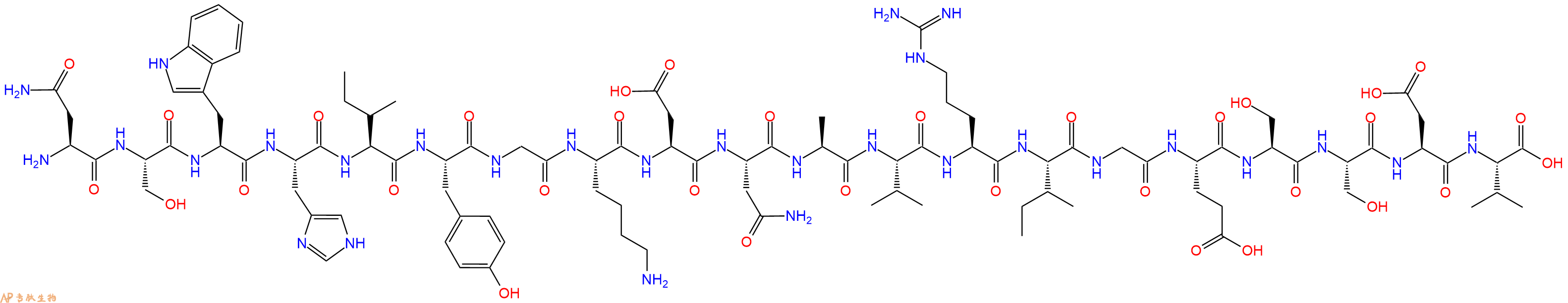 专肽生物产品H2N-Asn-Ser-Trp-His-Ile-Tyr-Gly-Lys-Asp-Asn-Ala-Val-Arg-Ile-Gly-Glu-Ser-Ser-Asp-Val-OH