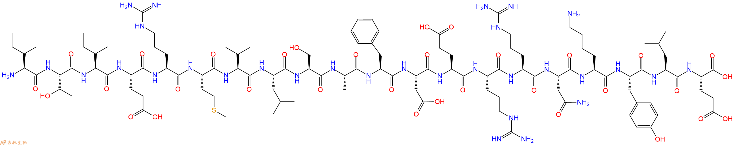 专肽生物产品H2N-Ile-Thr-Ile-Glu-Arg-Met-Val-Leu-Ser-Ala-Phe-Asp-Glu-Arg-Arg-Asn-Lys-Tyr-Leu-Glu-OH