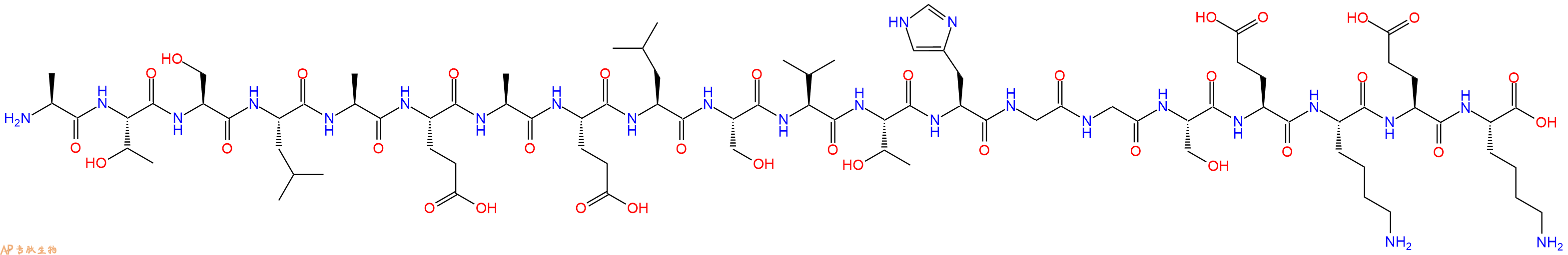 专肽生物产品H2N-Ala-Thr-Ser-Leu-Ala-Glu-Ala-Glu-Leu-Ser-Val-Thr-His-Gly-Gly-Ser-Glu-Lys-Glu-Lys-OH