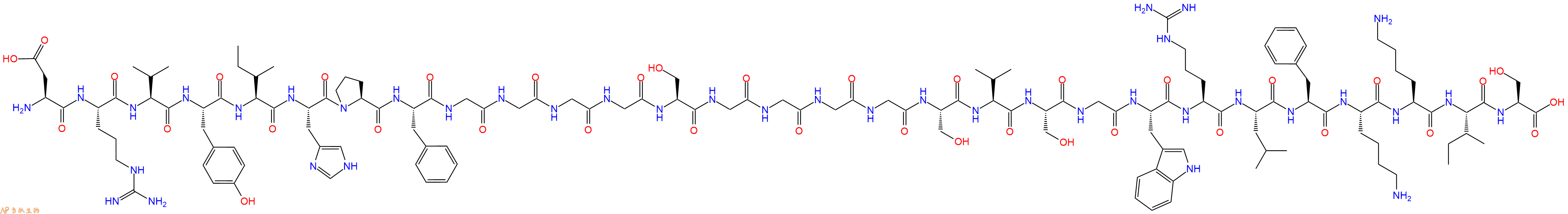 专肽生物产品H2N-Asp-Arg-Val-Tyr-Ile-His-Pro-Phe-Gly-Gly-Gly-Gly-Ser-Gly-Gly-Gly-Gly-Ser-Val-Ser-Gly-Trp-Arg-Leu-Phe-Lys-Lys-Ile-Ser-OH
