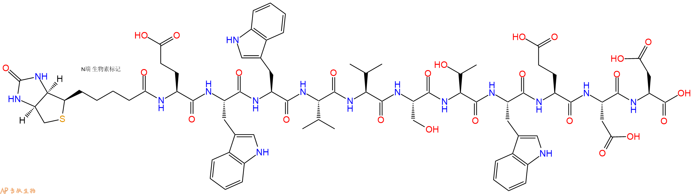 专肽生物产品Biotinyl-Glu-Trp-Trp-Val-Val-Ser-Thr-Trp-Glu-Asp-Asp-OH