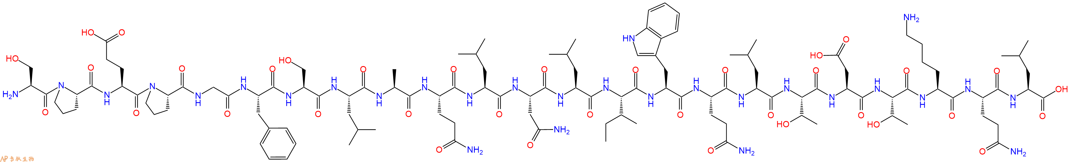 专肽生物产品H2N-Ser-Pro-Glu-Pro-Gly-Phe-Ser-Leu-Ala-Gln-Leu-Asn-Leu-Ile-Trp-Gln-Leu-Thr-Asp-Thr-Lys-Gln-Leu-OH