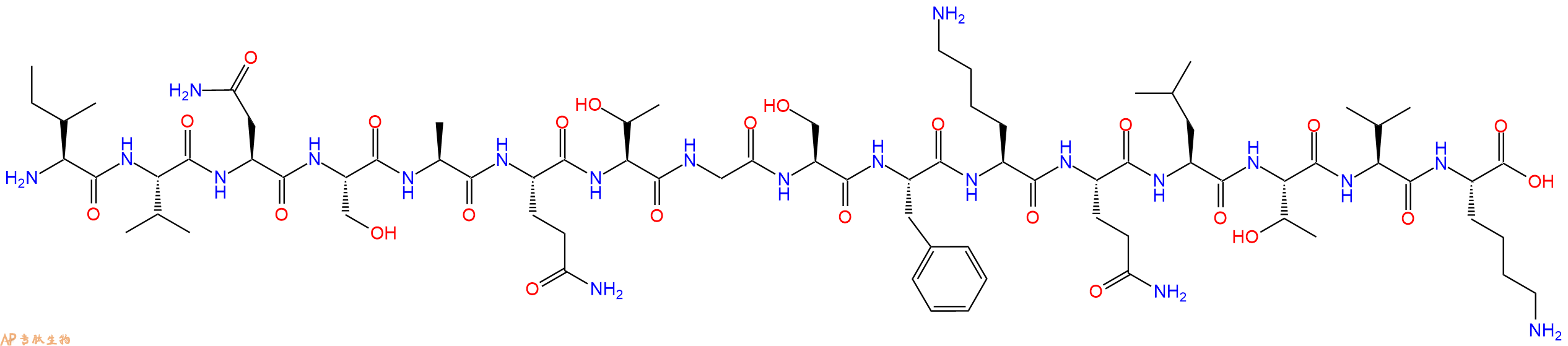 专肽生物产品H2N-Ile-Val-Asn-Ser-Ala-Gln-Thr-Gly-Ser-Phe-Lys-Gln-Leu-Thr-Val-Lys-OH