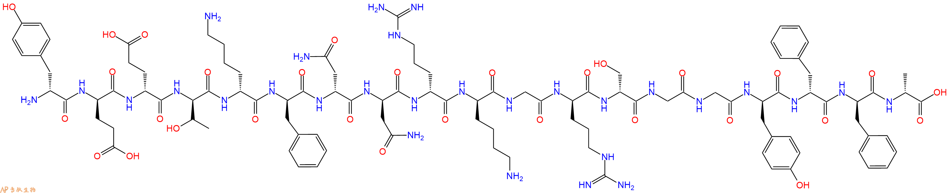 专肽生物产品H2N-DTyr-DGlu-DGlu-DThr-DLys-DPhe-DAsn-DAsn-DArg-DLys-Gly-DArg-DSer-Gly-Gly-DTyr-DPhe-DPhe-DAla-OH