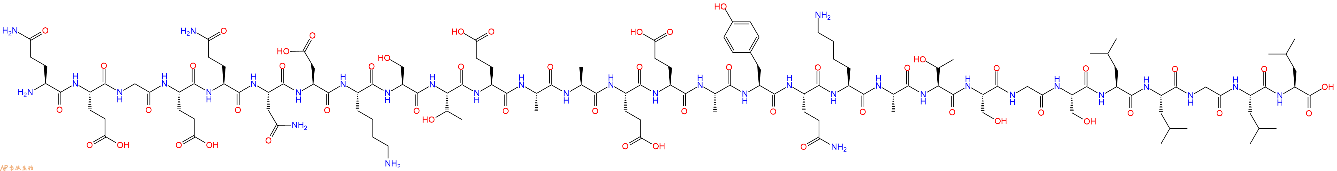 专肽生物产品H2N-Gln-Glu-Gly-Glu-Gln-Asn-Asp-Lys-Ser-Thr-Glu-Ala-Ala-Glu-Glu-Ala-Tyr-Gln-Lys-Ala-Thr-Ser-Gly-Ser-Leu-Leu-Gly-Leu-Leu-OH
