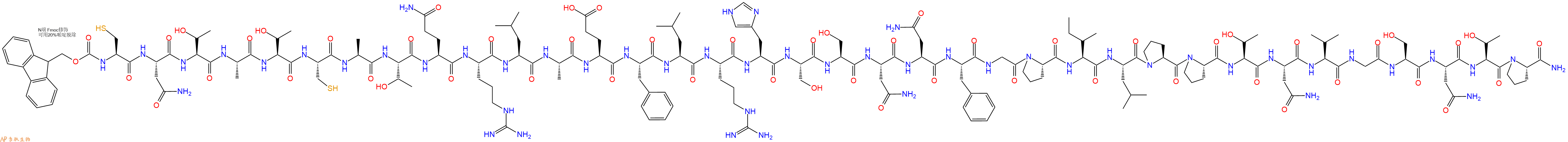 专肽生物产品Fmoc-Cys-Asn-Thr-Ala-Thr-Cys-Ala-Thr-Gln-Arg-Leu-Ala-Glu-Phe-Leu-Arg-His-Ser-Ser-Asn-Asn-Phe-Gly-Pro-Ile-Leu-Pro-Pro-Thr-Asn-Val-Gly-Ser-Asn-Thr-Pro-CONH2
