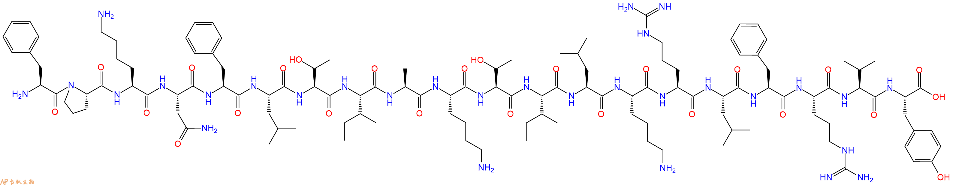专肽生物产品H2N-Phe-Pro-Lys-Asn-Phe-Leu-Thr-Ile-Ala-Lys-Thr-Ile-Leu-Lys-Arg-Leu-Phe-Arg-Val-Tyr-OH