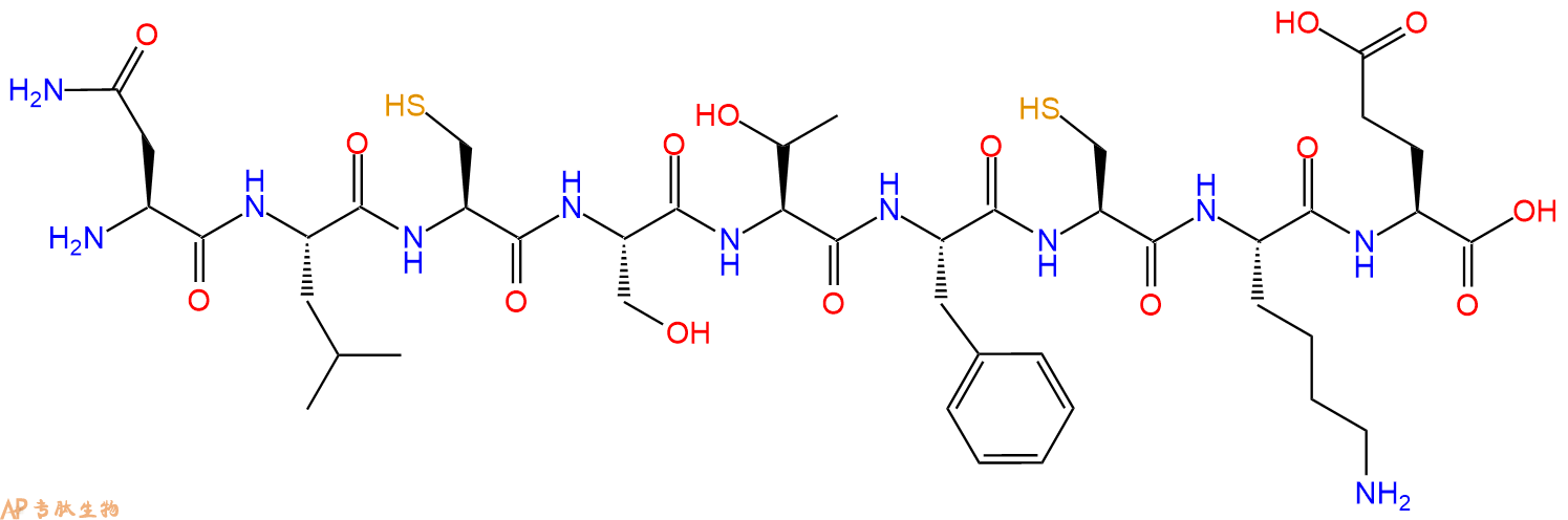 专肽生物产品H2N-Asn-Leu-Cys-Ser-Thr-Phe-Cys-Lys-Glu-OH