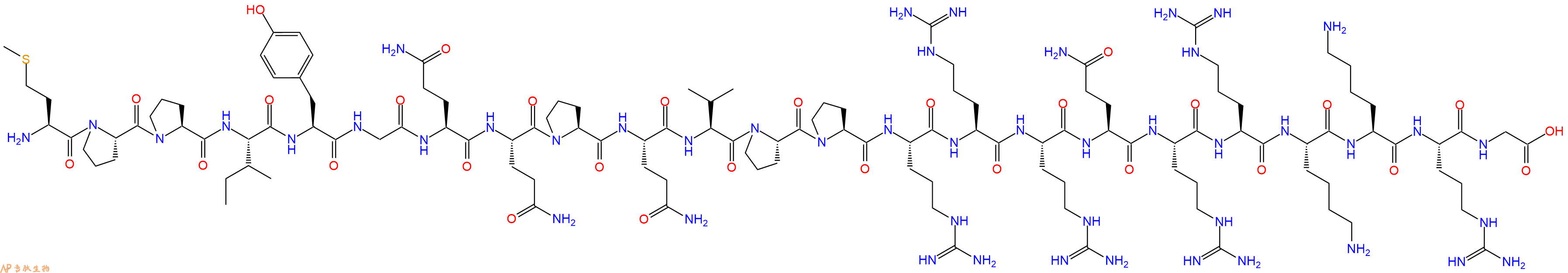 专肽生物产品H2N-Met-Pro-Pro-Ile-Tyr-Gly-Gln-Gln-Pro-Gln-Val-Pro-Pro-Arg-Arg-Arg-Gln-Arg-Arg-Lys-Lys-Arg-Gly-OH
