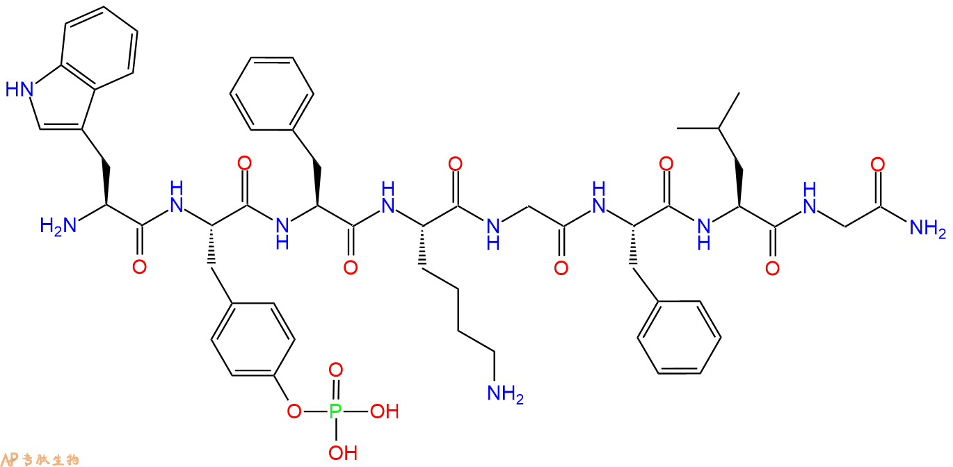 专肽生物产品H2N-Trp-Tyr(PO3H2)-Phe-Lys-Gly-Phe-Leu-Gly-CONH2