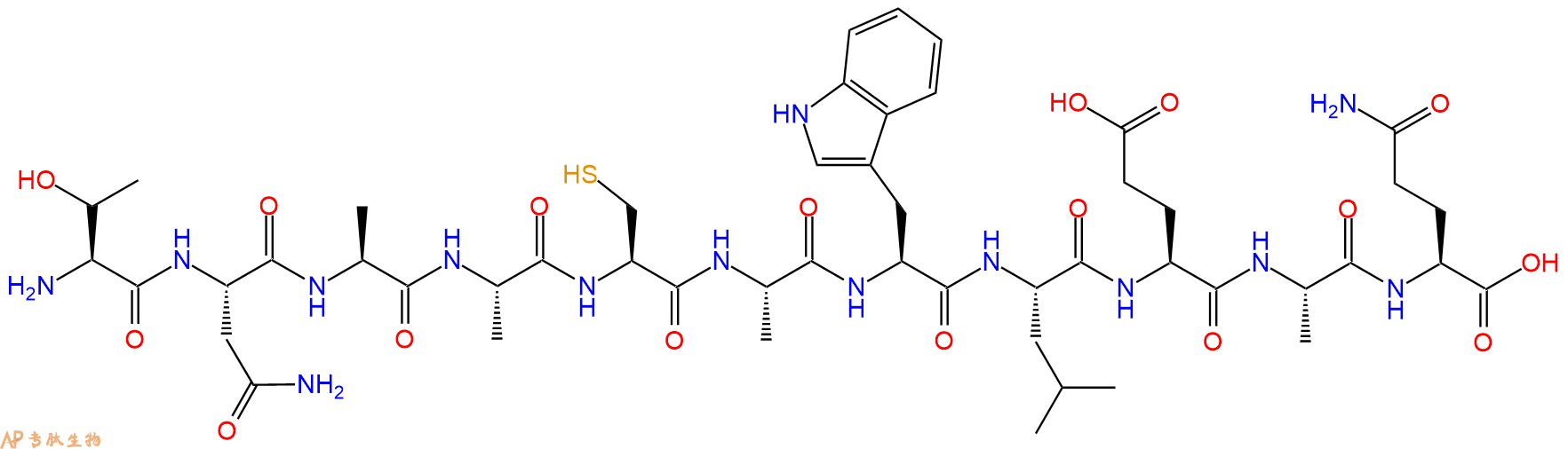 专肽生物产品H2N-Thr-Asn-Ala-Ala-Cys-Ala-Trp-Leu-Glu-Ala-Gln-OH