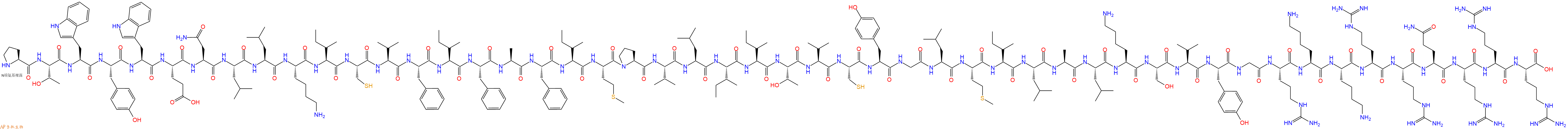 专肽生物产品H2N-Pro-Thr-Trp-Tyr-Trp-Glu-Asn-Leu-Leu-Lys-Ile-Cys-Val-Phe-Ile-Phe-Ala-Phe-Ile-Met-Pro-Val-Leu-Ile-Ile-Thr-Val-Cys-Tyr-Gly-Leu-Met-Ile-Leu-Ala-Leu-Lys-Ser-Val-Tyr-Gly-Arg-Lys-Lys-Arg-Arg-Gln-Arg-Arg-Arg-OH