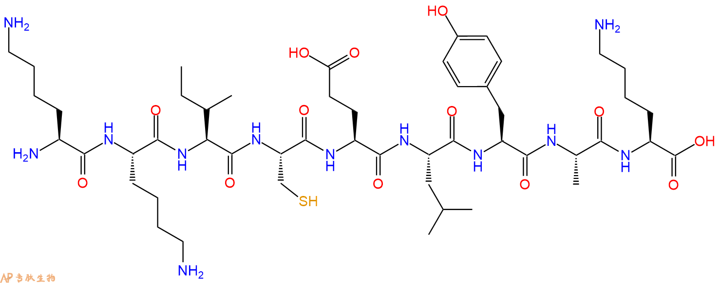 专肽生物产品H2N-Lys-Lys-Ile-Cys-Glu-Leu-Tyr-Ala-Lys-OH