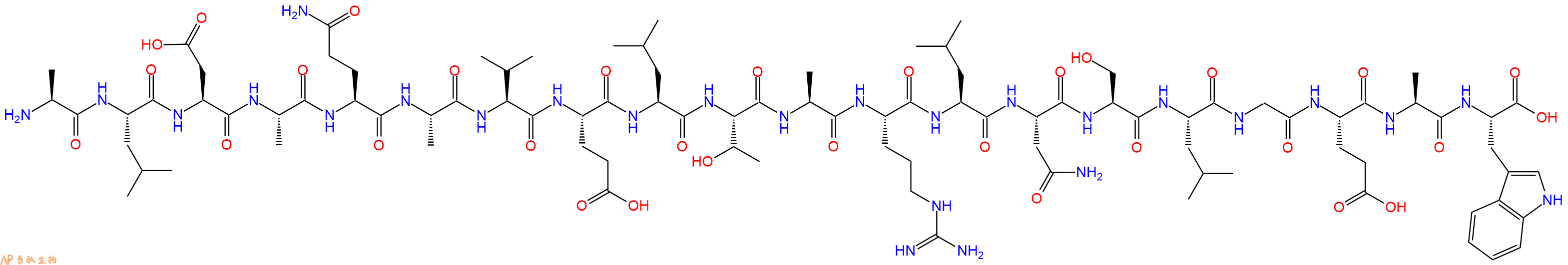 专肽生物产品H2N-Ala-Leu-Asp-Ala-Gln-Ala-Val-Glu-Leu-Thr-Ala-Arg-Leu-Asn-Ser-Leu-Gly-Glu-Ala-Trp-OH