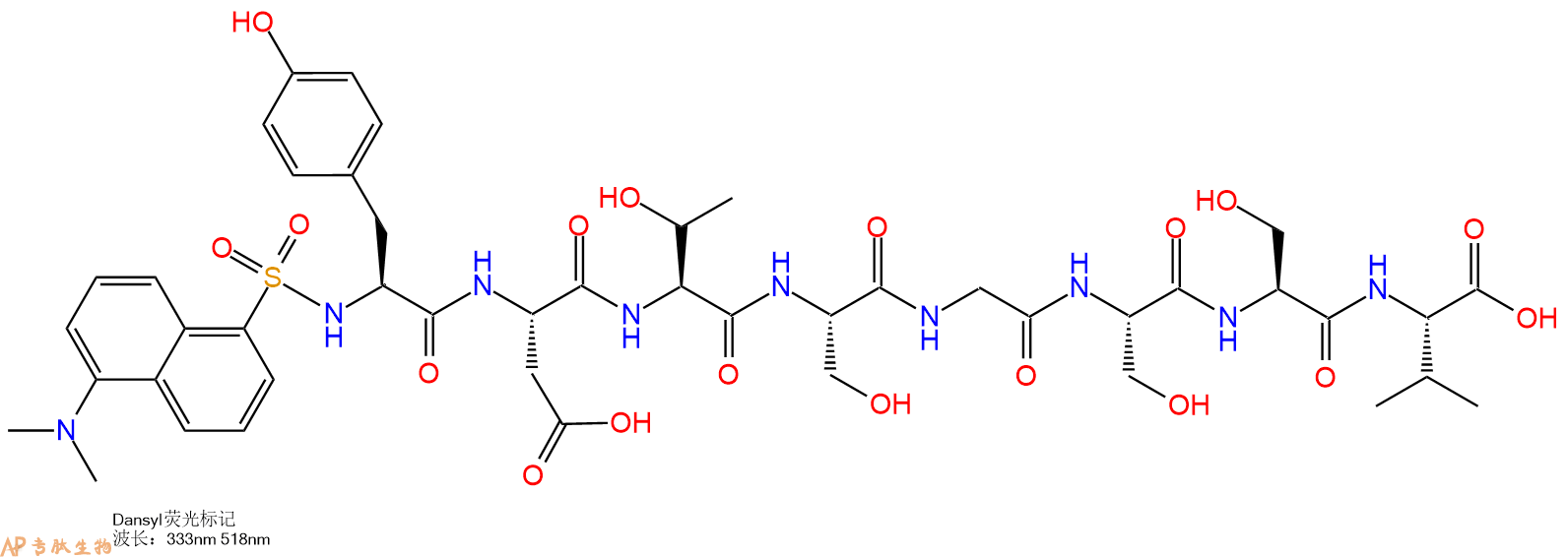 专肽生物产品Dansyl-Tyr-Asp-Thr-Ser-Gly-Ser-Ser-Val-OH