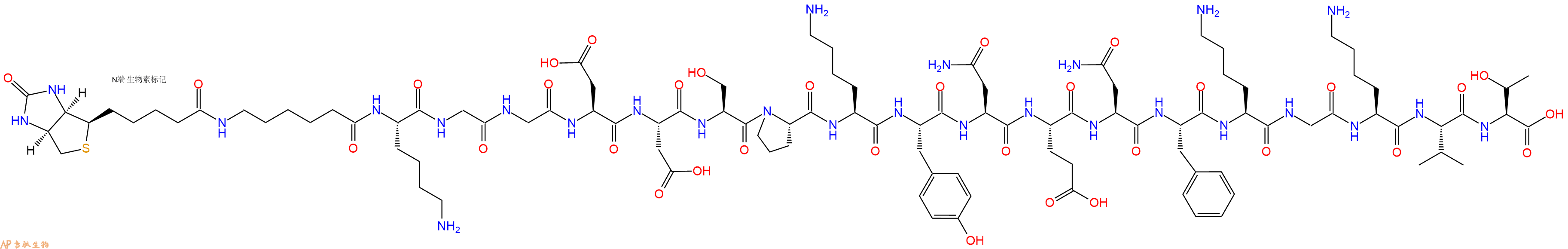 专肽生物产品Biotinyl-Ahx-Lys-Gly-Gly-Asp-Asp-Ser-Pro-Lys-Tyr-Asn-Glu-Asn-Phe-Lys-Gly-Lys-Val-Thr-OH