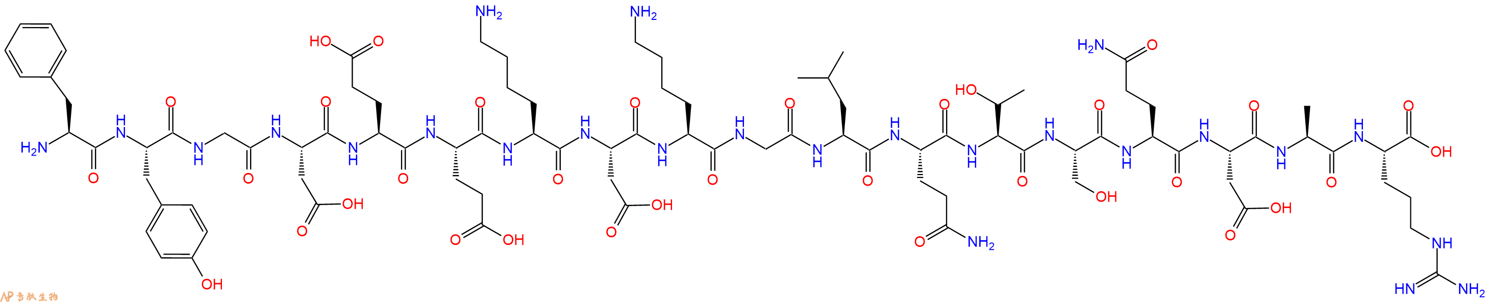 专肽生物产品H2N-Phe-Tyr-Gly-Asp-Glu-Glu-Lys-Asp-Lys-Gly-Leu-Gln-Thr-Ser-Gln-Asp-Ala-Arg-OH