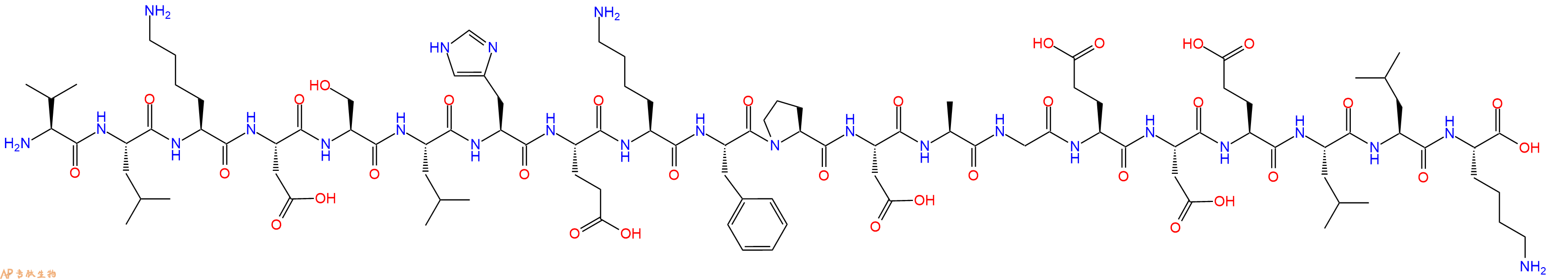 专肽生物产品H2N-Val-Leu-Lys-Asp-Ser-Leu-His-Glu-Lys-Phe-Pro-Asp-Ala-Gly-Glu-Asp-Glu-Leu-Leu-Lys-OH