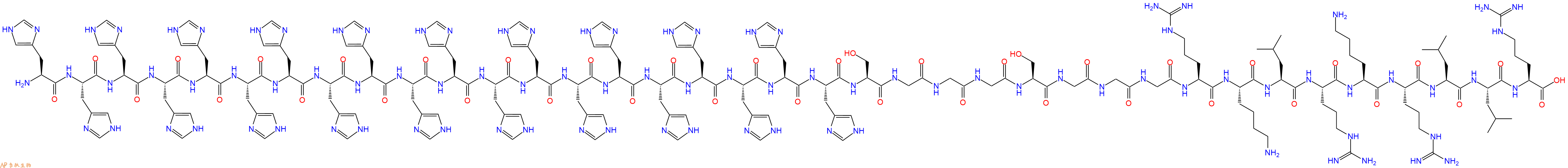 专肽生物产品H2N-His-His-His-His-His-His-His-His-His-His-His-His-His-His-His-His-His-His-His-His-Ser-Gly-Gly-Gly-Ser-Gly-Gly-Gly-Arg-Lys-Leu-Arg-Lys-Arg-Leu-Leu-Arg-OH