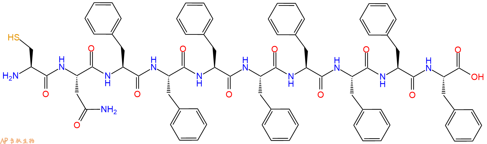 专肽生物产品H2N-Cys-Asn-Phe-Phe-Phe-Phe-Phe-Phe-Phe-Phe-OH
