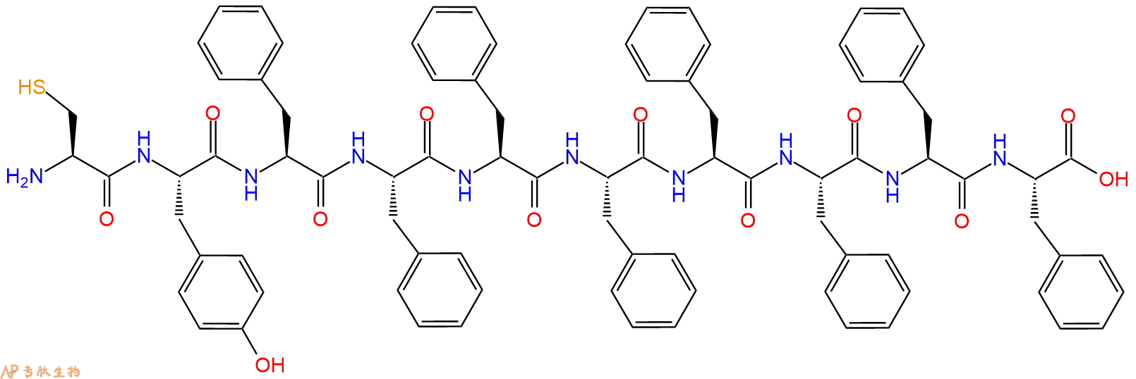 专肽生物产品H2N-Cys-Tyr-Phe-Phe-Phe-Phe-Phe-Phe-Phe-Phe-OH