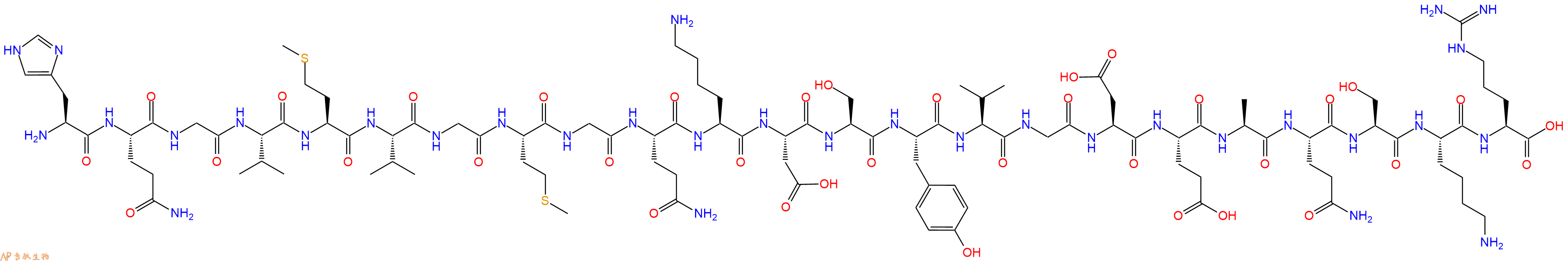 专肽生物产品H2N-His-Gln-Gly-Val-Met-Val-Gly-Met-Gly-Gln-Lys-Asp-Ser-Tyr-Val-Gly-Asp-Glu-Ala-Gln-Ser-Lys-Arg-OH