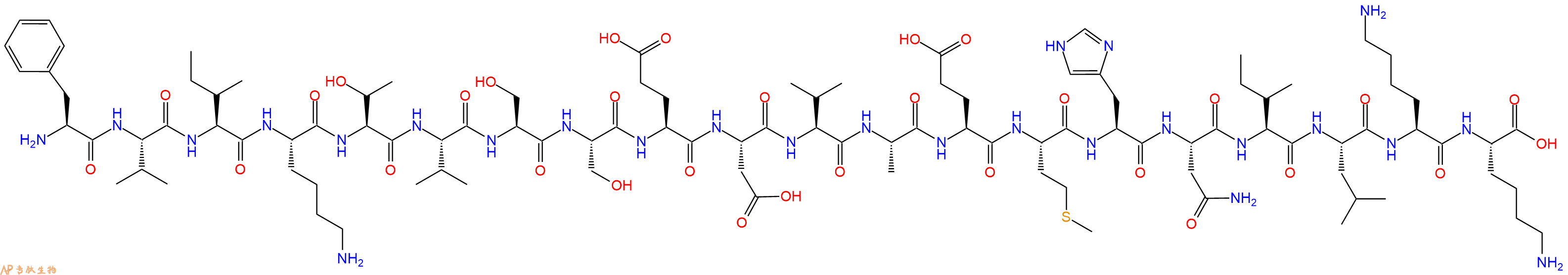 专肽生物产品H2N-Phe-Val-Ile-Lys-Thr-Val-Ser-Ser-Glu-Asp-Val-Ala-Glu-Met-His-Asn-Ile-Leu-Lys-Lys-OH
