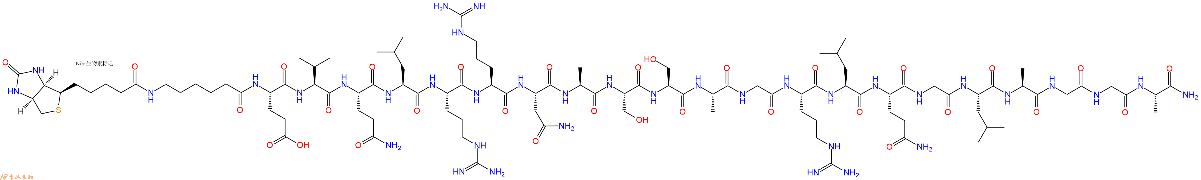 专肽生物产品Biotinyl-Ahx-Glu-Val-Gln-Leu-Arg-Arg-Asn-Ala-Ser-Ser-Ala-Gly-Arg-Leu-Gln-Gly-Leu-Ala-Gly-Gly-Ala-CONH2