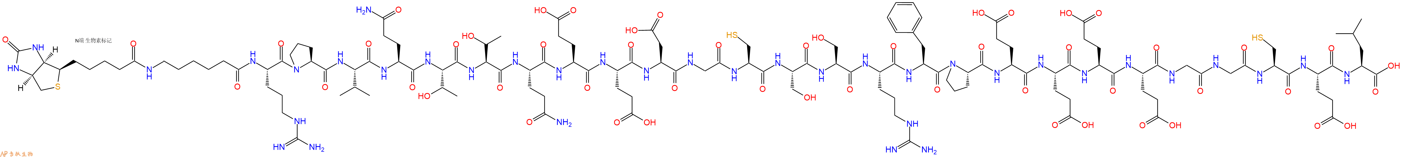 专肽生物产品Biotinyl-Ahx-Arg-Pro-Val-Gln-Thr-Thr-Gln-Glu-Glu-Asp-Gly-Cys-Ser-Ser-Arg-Phe-Pro-Glu-Glu-Glu-Glu-Gly-Gly-Cys-Glu-Leu-OH