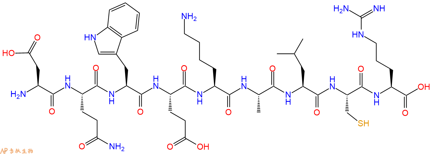 专肽生物产品H2N-Asp-Gln-Trp-Glu-Lys-Ala-Leu-Cys-Arg-OH