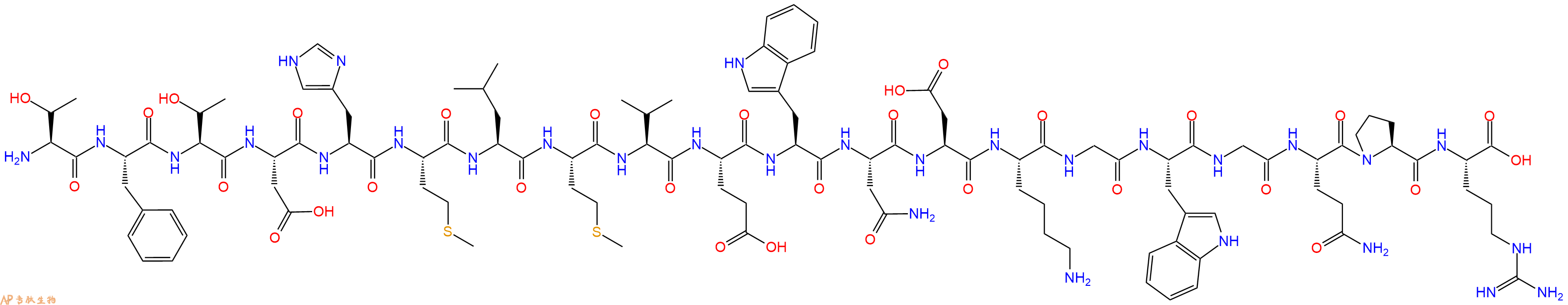 专肽生物产品H2N-Thr-Phe-Thr-Asp-His-Met-Leu-Met-Val-Glu-Trp-Asn-Asp-Lys-Gly-Trp-Gly-Gln-Pro-Arg-OH