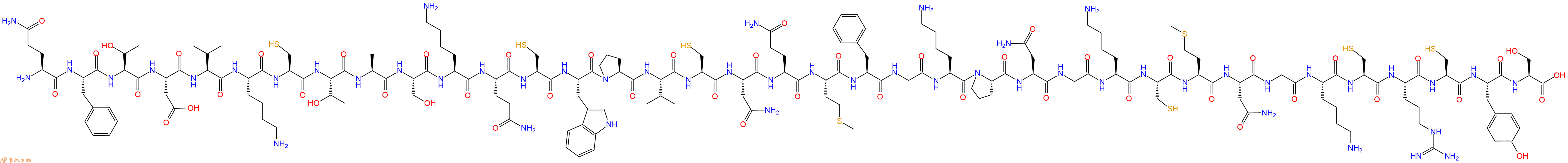 专肽生物产品H2N-Gln-Phe-Thr-Asp-Val-Lys-Cys-Thr-Ala-Ser-Lys-Gln-Cys-Trp-Pro-Val-Cys-Asn-Gln-Met-Phe-Gly-Lys-Pro-Asn-Gly-Lys-Cys-Met-Asn-Gly-Lys-Cys-Arg-Cys-Tyr-Ser-OH