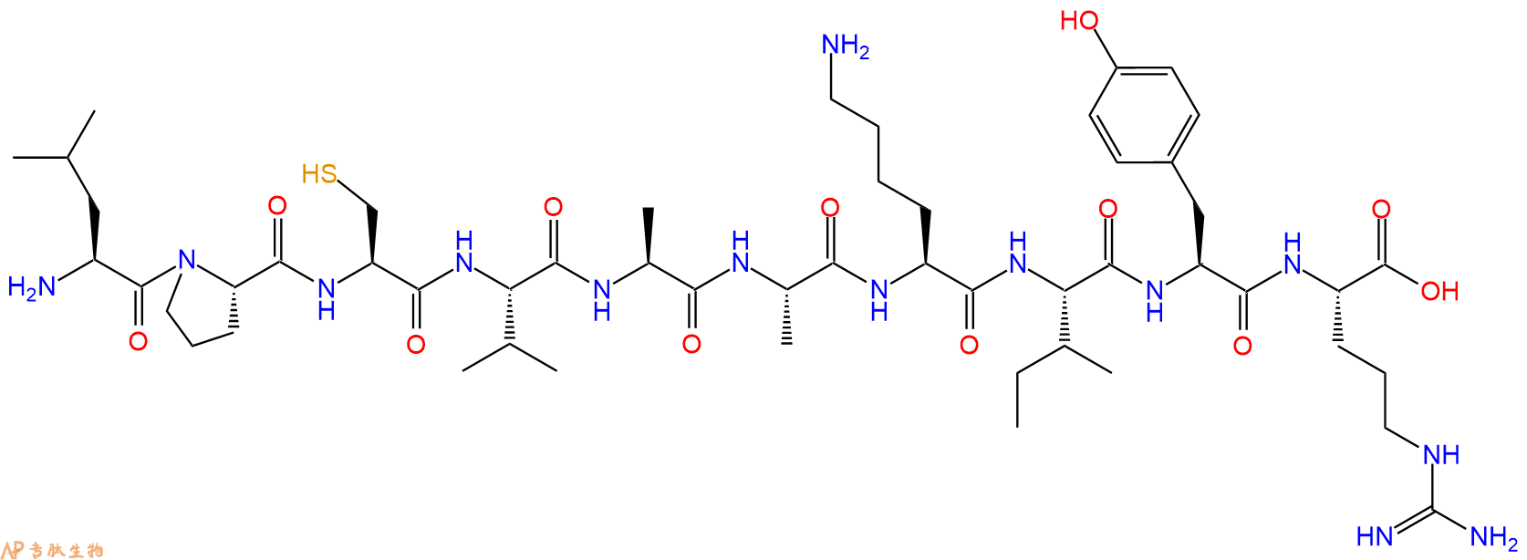 专肽生物产品H2N-Leu-Pro-Cys-Val-Ala-Ala-Lys-Ile-Tyr-Arg-OH