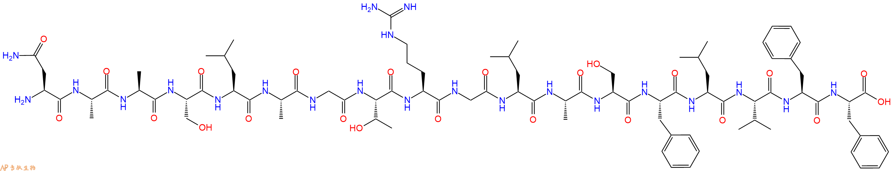 专肽生物产品H2N-Asn-Ala-Ala-Ser-Leu-Ala-Gly-Thr-Arg-Gly-Leu-Ala-Ser-Phe-Leu-Val-Phe-Phe-OH