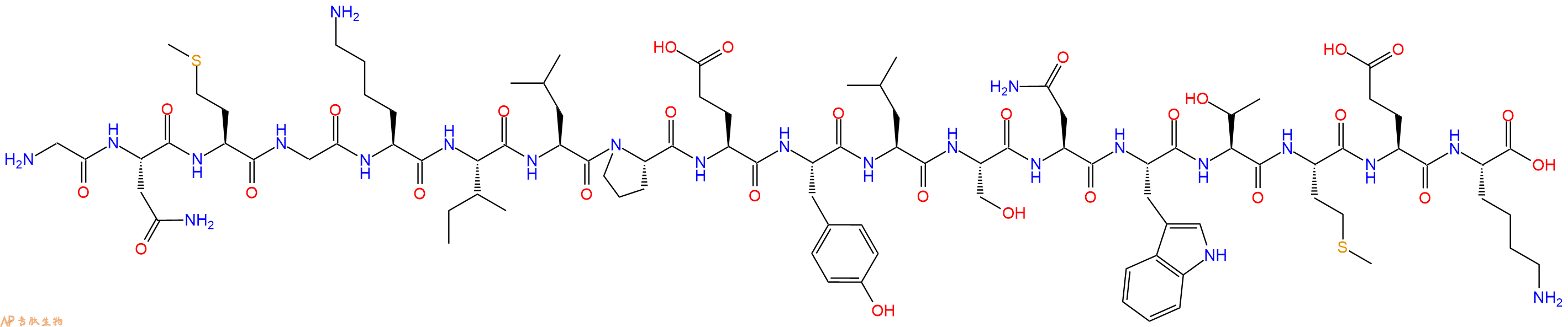 专肽生物产品H2N-Gly-Asn-Met-Gly-Lys-Ile-Leu-Pro-Glu-Tyr-Leu-Ser-Asn-Trp-Thr-Met-Glu-Lys-OH
