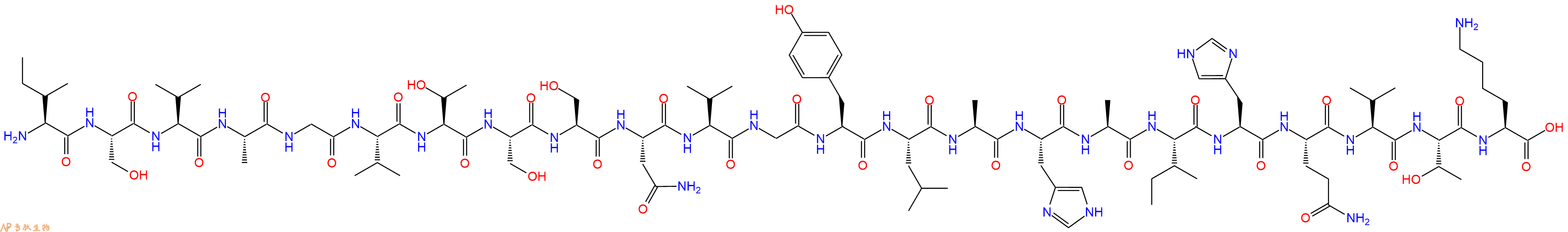 专肽生物产品H2N-Ile-Ser-Val-Ala-Gly-Val-Thr-Ser-Ser-Asn-Val-Gly-Tyr-Leu-Ala-His-Ala-Ile-His-Gln-Val-Thr-Lys-OH