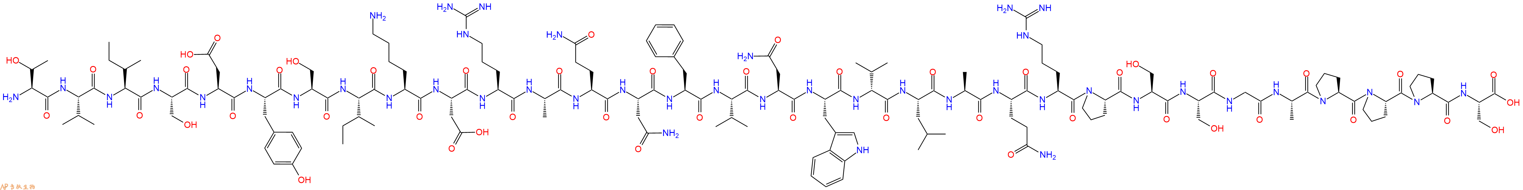 专肽生物产品H2N-Thr-Val-Ile-Ser-Asp-Tyr-Ser-Ile-Lys-Asp-Arg-Ala-Gln-Asn-Phe-Val-Asn-Trp-DVal-Leu-Ala-Gln-Arg-Pro-Ser-Ser-Gly-Ala-Pro-Pro-Pro-Ser-OH