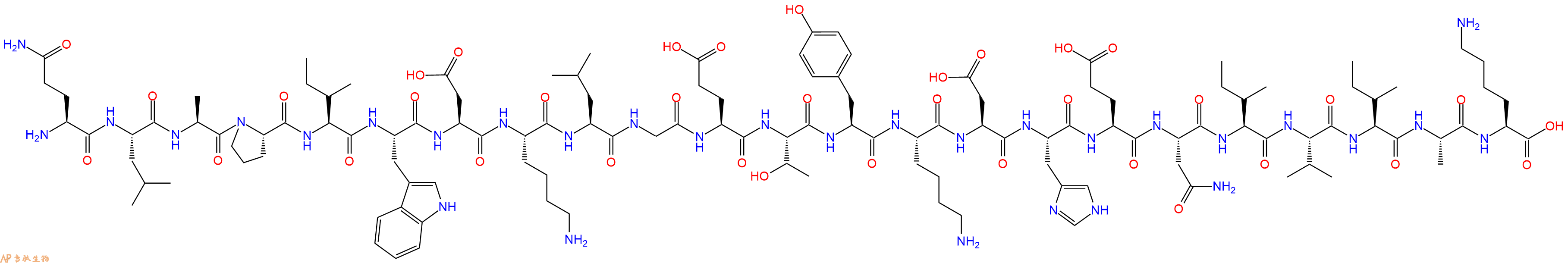 专肽生物产品H2N-Gln-Leu-Ala-Pro-Ile-Trp-Asp-Lys-Leu-Gly-Glu-Thr-Tyr-Lys-Asp-His-Glu-Asn-Ile-Val-Ile-Ala-Lys-OH