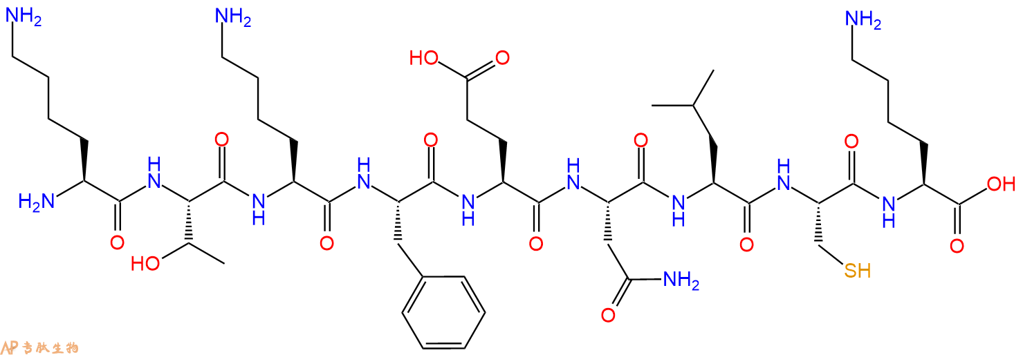 专肽生物产品H2N-Lys-Thr-Lys-Phe-Glu-Asn-Leu-Cys-Lys-OH