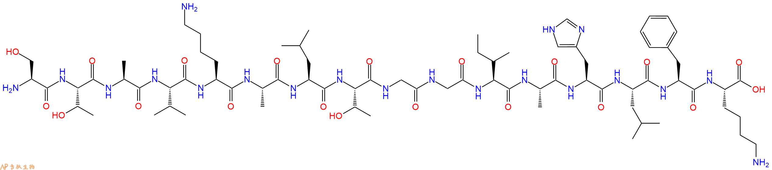 专肽生物产品H2N-Ser-Thr-Ala-Val-Lys-Ala-Leu-Thr-Gly-Gly-Ile-Ala-His-Leu-Phe-Lys-OH