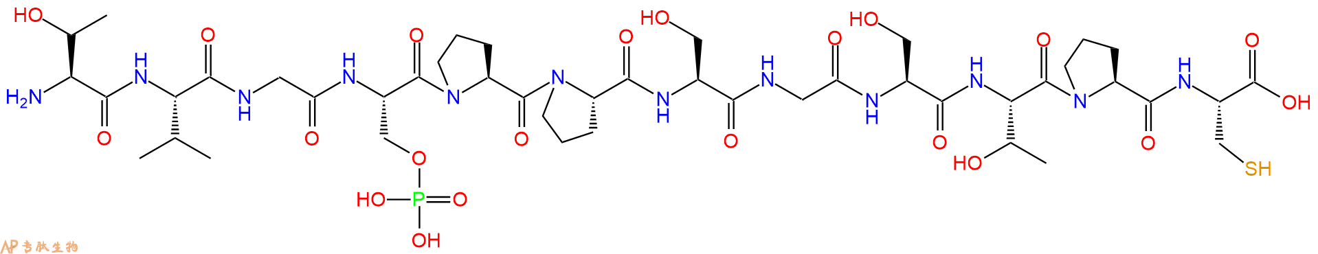 专肽生物产品H2N-Thr-Val-Gly-Ser(PO3H2)-Pro-Pro-Ser-Gly-Ser-Thr-Pro-Cys-OH