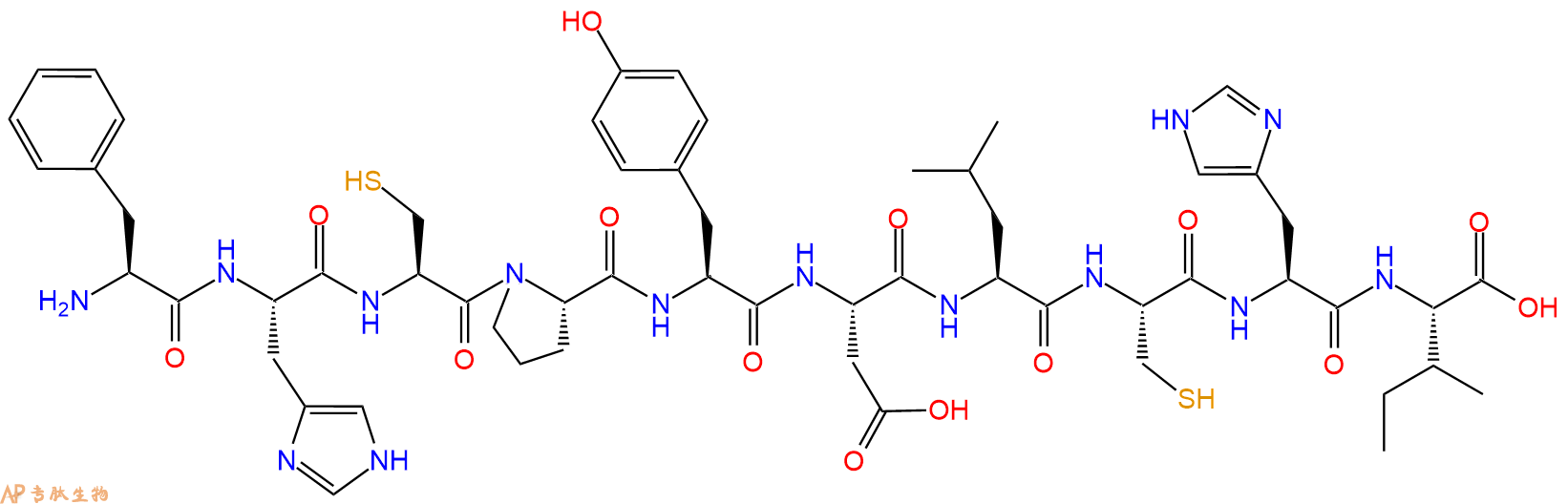 专肽生物产品H2N-Phe-His-Cys-Pro-Tyr-Asp-Leu-Cys-His-Ile-OH