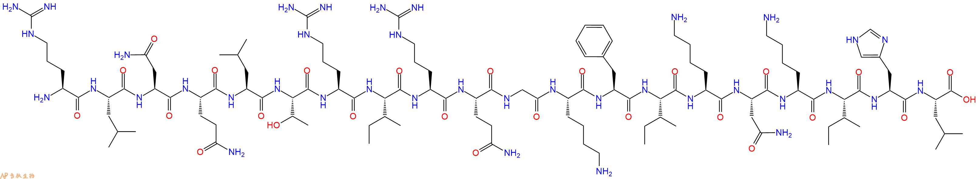 专肽生物产品H2N-Arg-Leu-Asn-Gln-Leu-Thr-Arg-Ile-Arg-Gln-Gly-Lys-Phe-Ile-Lys-Asn-Lys-Ile-His-Leu-OH