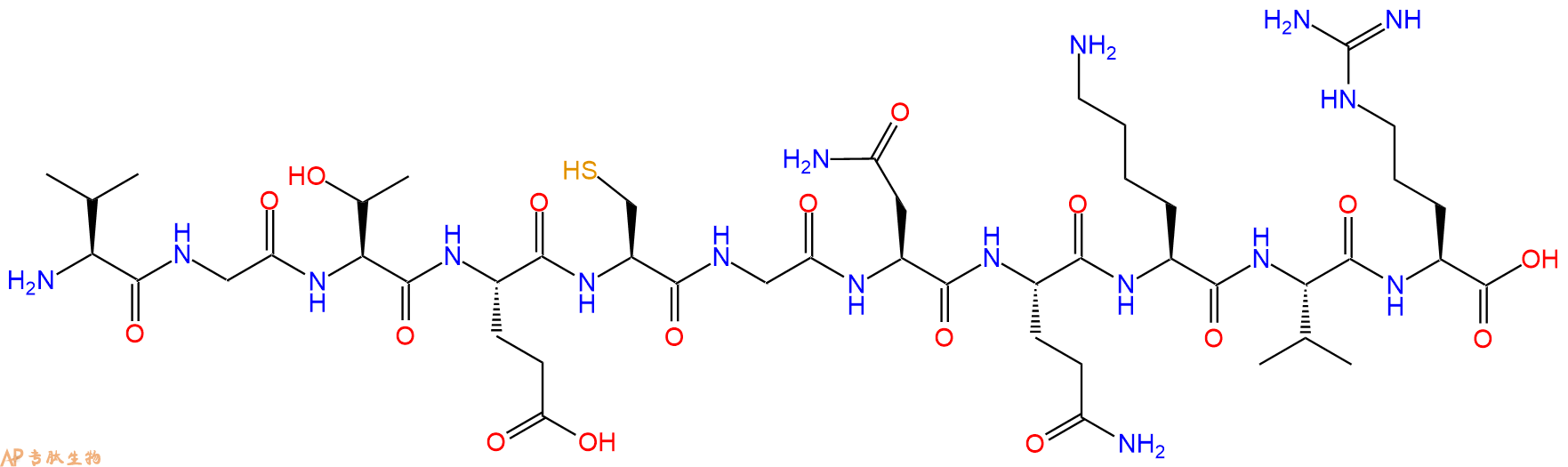 专肽生物产品H2N-Val-Gly-Thr-Glu-Cys-Gly-Asn-Gln-Lys-Val-Arg-OH