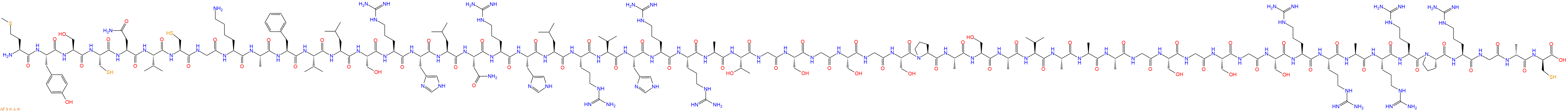 专肽生物产品H2N-Met-Tyr-Ser-Cys-Asn-Val-Cys-Gly-Lys-Ala-Phe-Val-Leu-Ser-Arg-His-Leu-Asn-Arg-His-Leu-Arg-Val-His-Arg-Arg-Ala-Thr-Gly-Ser-Gly-Ser-Gly-Ser-Pro-Ala-Ser-Ala-Val-Ala-Ala-Ala-Gly-Ser-Gly-Ser-Gly-Ser-Arg-Arg-Ala-Arg-Arg-Pro-Arg-Gly-DAla-DCys-OH