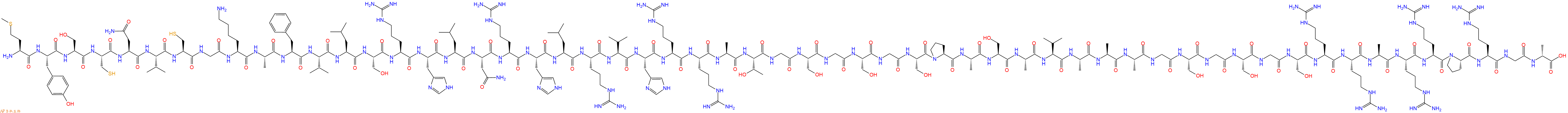 专肽生物产品H2N-Met-Tyr-Ser-Cys-Asn-Val-Cys-Gly-Lys-Ala-Phe-Val-Leu-Ser-Arg-His-Leu-Asn-Arg-His-Leu-Arg-Val-His-Arg-Arg-Ala-Thr-Gly-Ser-Gly-Ser-Gly-Ser-Pro-Ala-Ser-Ala-Val-Ala-Ala-Ala-Gly-Ser-Gly-Ser-Gly-Ser-Arg-Arg-Ala-Arg-Arg-Pro-Arg-Gly-DAla-OH