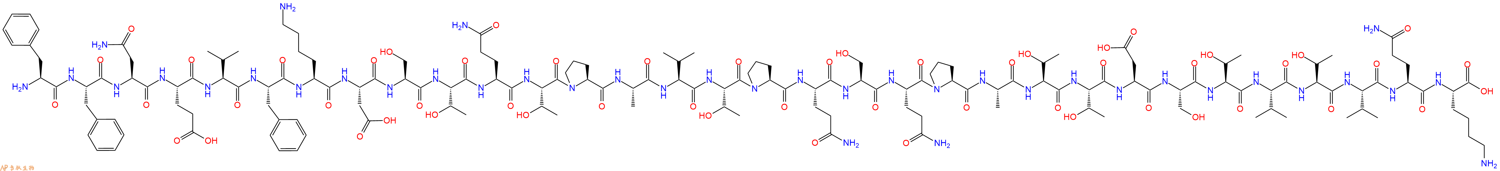 专肽生物产品H2N-Phe-Phe-Asn-Glu-Val-Phe-Lys-Asp-Ser-Thr-Gln-Thr-Pro-Ala-Val-Thr-Pro-Gln-Ser-Gln-Pro-Ala-Thr-Thr-Asp-Ser-Thr-Val-Thr-Val-Gln-Lys-OH
