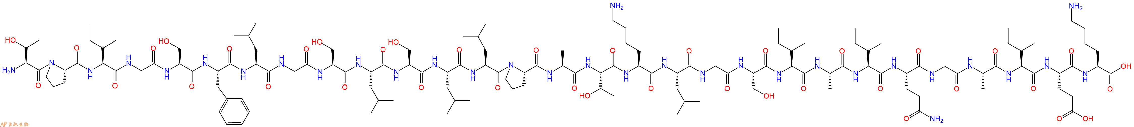 专肽生物产品H2N-Thr-Pro-Ile-Gly-Ser-Phe-Leu-Gly-Ser-Leu-Ser-Leu-Leu-Pro-Ala-Thr-Lys-Leu-Gly-Ser-Ile-Ala-Ile-Gln-Gly-Ala-Ile-Glu-Lys-OH