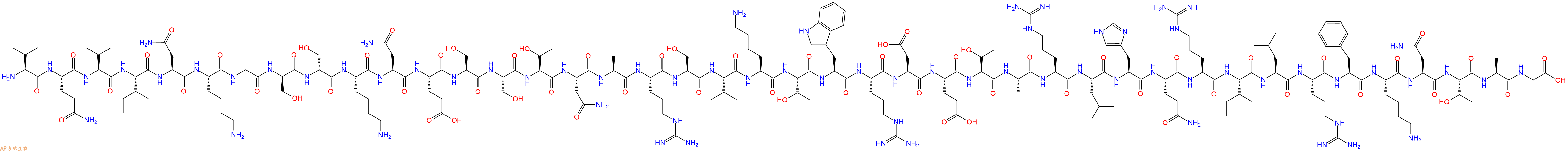 专肽生物产品H2N-Val-Gln-Ile-Ile-Asn-Lys-Gly-DSer-DSer-Lys-Asn-Glu-Ser-Ser-Thr-Asn-Ala-Arg-Ser-Val-Lys-Thr-Trp-Arg-Asp-Glu-Thr-Ala-Arg-Leu-His-Gln-Arg-Ile-Leu-Arg-Phe-Lys-Asn-Thr-Ala-Gly-OH